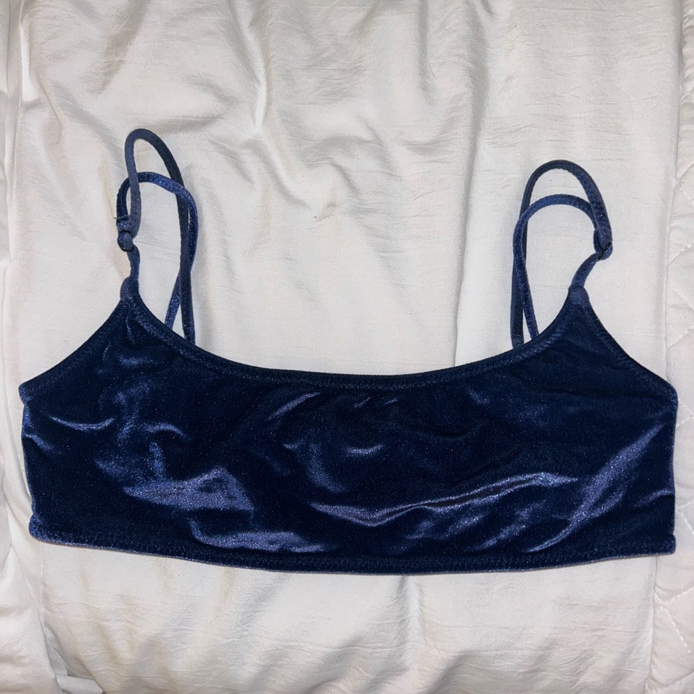 Traingl Blue Velvet Bikini Top